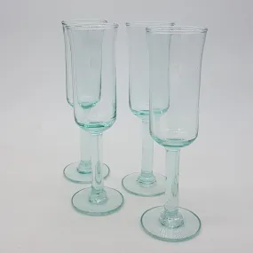 Set Of 4 Hand-Blown Recycled Glass Champagne Flute Glasses - 125ml