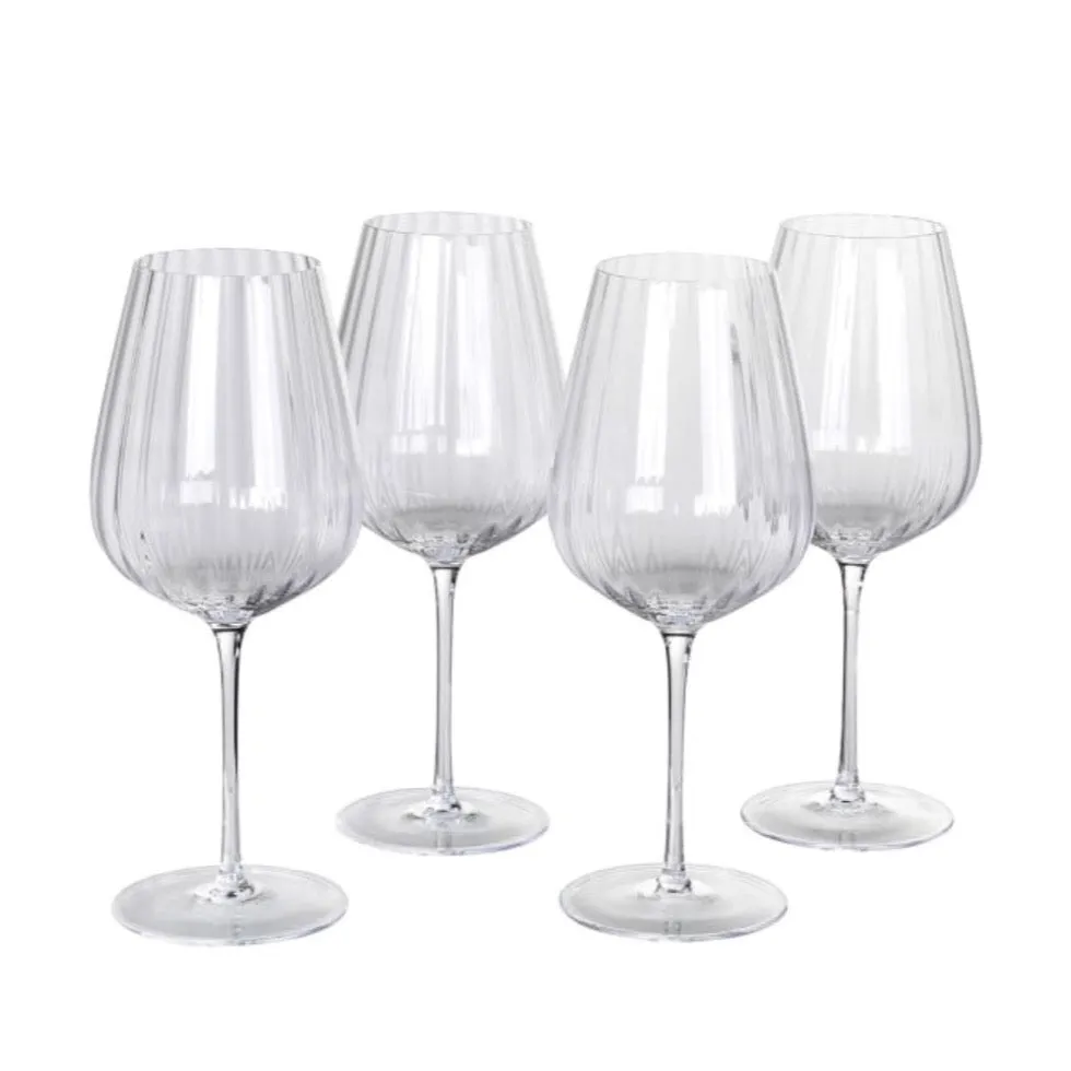 Set of 4 Ribbed White Wine Glasses