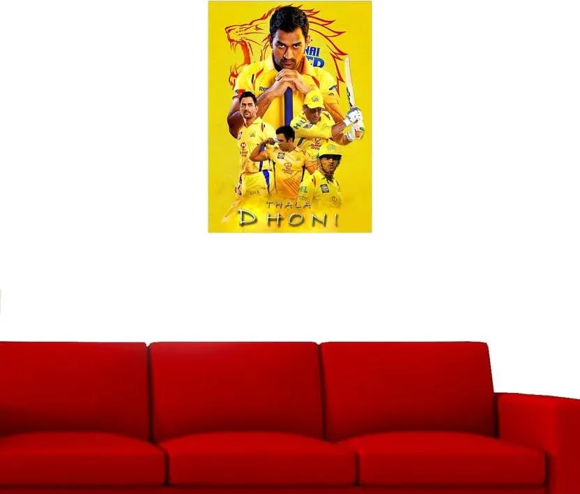 SHIVOID®CSK Dhoni Wall Sticker - Dhoni Poster - Self-Adhesive Sticker (30 cm, Pack of 1)