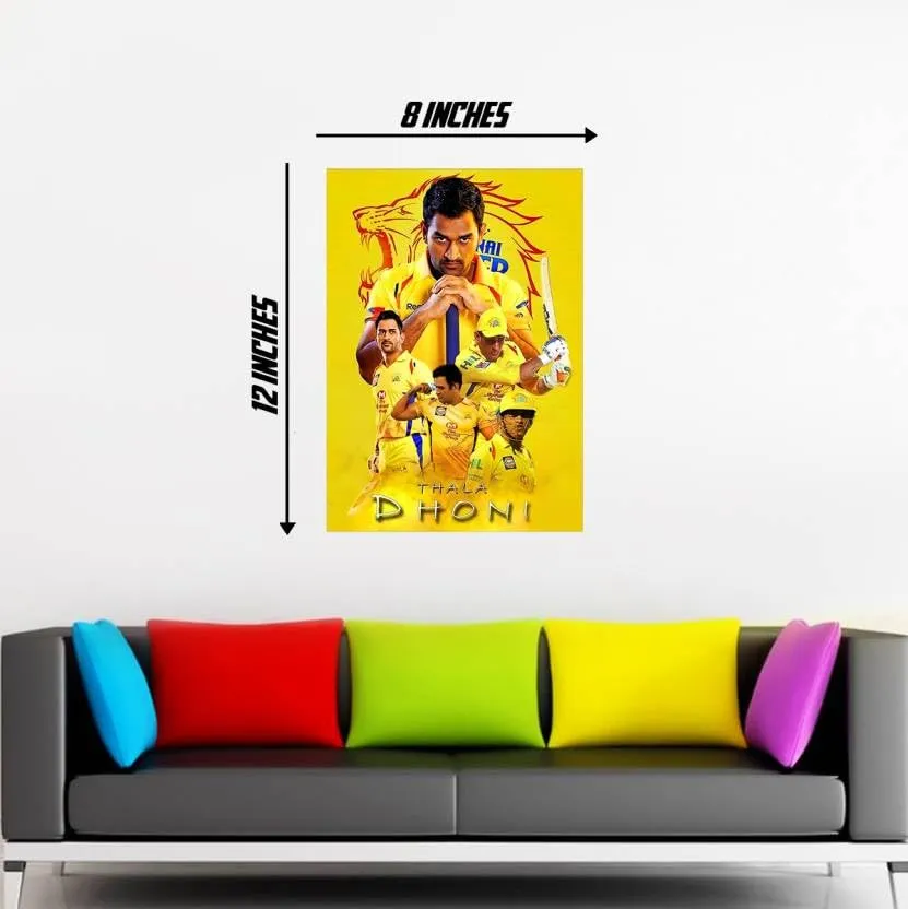 SHIVOID®CSK Dhoni Wall Sticker - Dhoni Poster - Self-Adhesive Sticker (30 cm, Pack of 1)