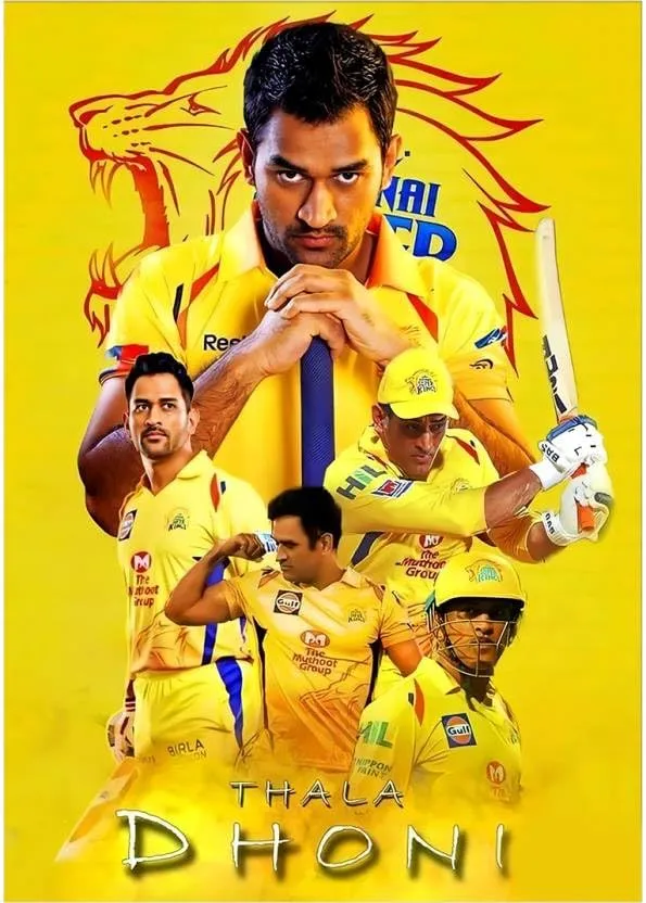 SHIVOID®CSK Dhoni Wall Sticker - Dhoni Poster - Self-Adhesive Sticker (30 cm, Pack of 1)