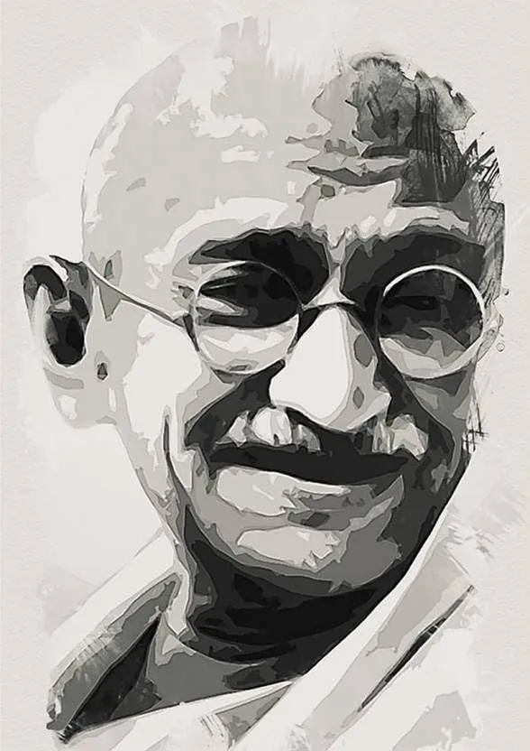 SHIVOID®Mahatma Gandhi Wall Poster Sticker - Gandhi Wall Sticker - Self-Adhesive Sticker (30.48 cm, Pack of 1)