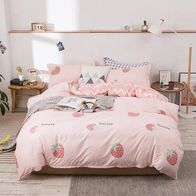 Simple Duvet Cover Set Nordic Bedding Set Heart Plaid Quilt Cover Bed Sheet King Size Single Double Queen Bed Linens