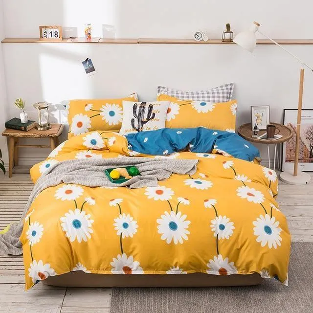 Simple Duvet Cover Set Nordic Bedding Set Heart Plaid Quilt Cover Bed Sheet King Size Single Double Queen Bed Linens