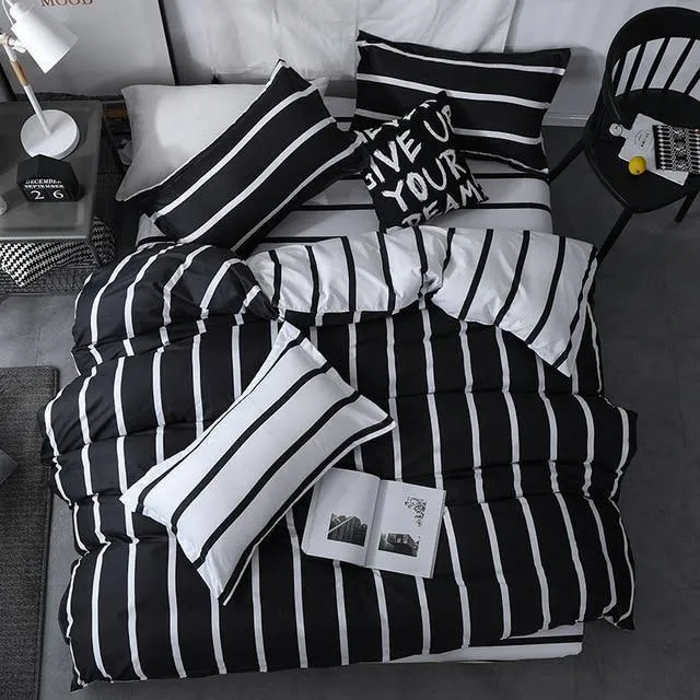 Simple Duvet Cover Set Nordic Bedding Set Heart Plaid Quilt Cover Bed Sheet King Size Single Double Queen Bed Linens