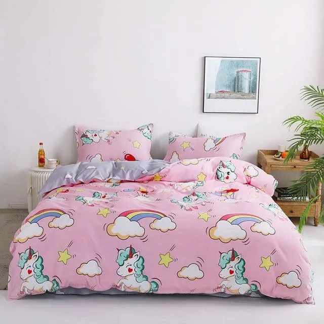 Simple Duvet Cover Set Nordic Bedding Set Heart Plaid Quilt Cover Bed Sheet King Size Single Double Queen Bed Linens