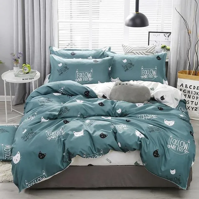 Simple Duvet Cover Set Nordic Bedding Set Heart Plaid Quilt Cover Bed Sheet King Size Single Double Queen Bed Linens