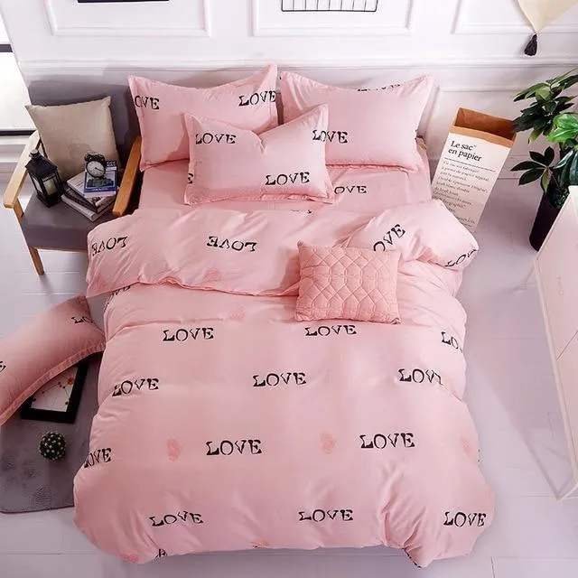 Simple Duvet Cover Set Nordic Bedding Set Heart Plaid Quilt Cover Bed Sheet King Size Single Double Queen Bed Linens