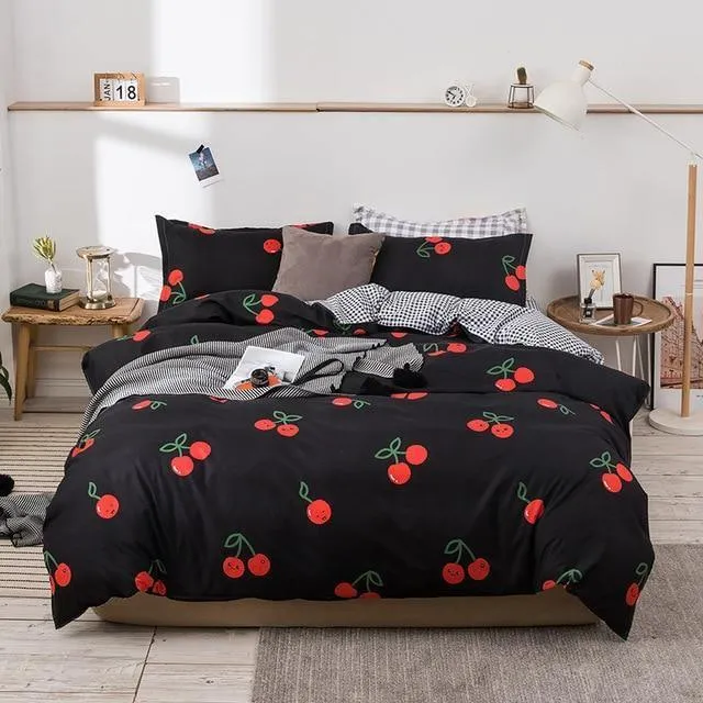 Simple Duvet Cover Set Nordic Bedding Set Heart Plaid Quilt Cover Bed Sheet King Size Single Double Queen Bed Linens