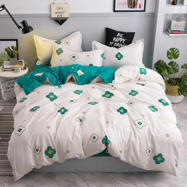 Simple Duvet Cover Set Nordic Bedding Set Heart Plaid Quilt Cover Bed Sheet King Size Single Double Queen Bed Linens