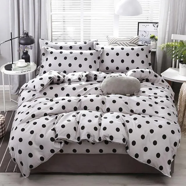 Simple Duvet Cover Set Nordic Bedding Set Heart Plaid Quilt Cover Bed Sheet King Size Single Double Queen Bed Linens