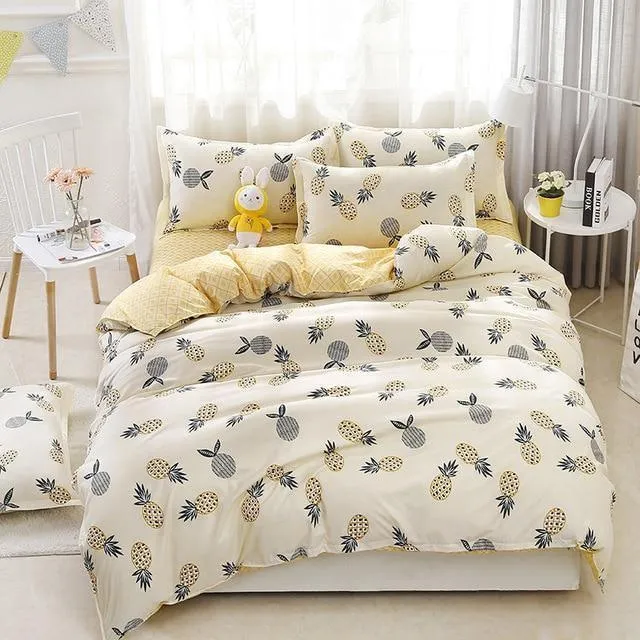 Simple Duvet Cover Set Nordic Bedding Set Heart Plaid Quilt Cover Bed Sheet King Size Single Double Queen Bed Linens