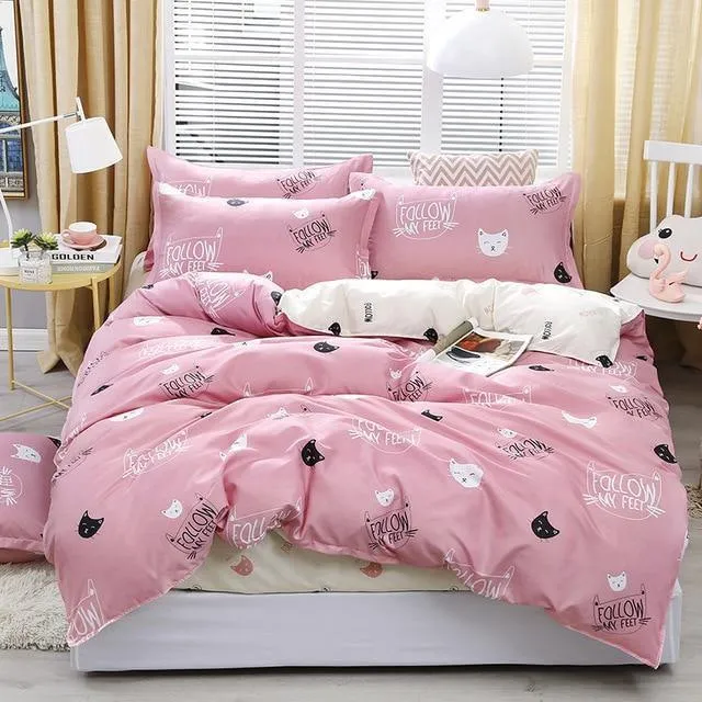 Simple Duvet Cover Set Nordic Bedding Set Heart Plaid Quilt Cover Bed Sheet King Size Single Double Queen Bed Linens