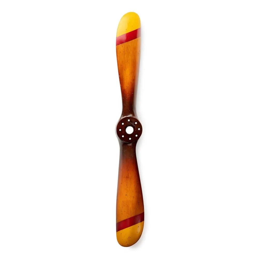 Small Vintage Red and Gold Biplane Propeller Wood Model