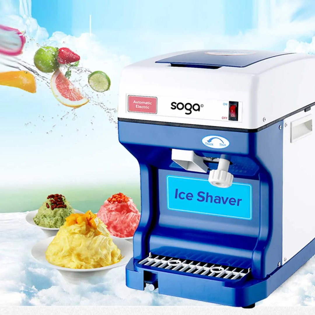 SOGA Ice Shaver Commercial Electric Stainless Steel Ice Crusher Slicer Machine 120KG/h