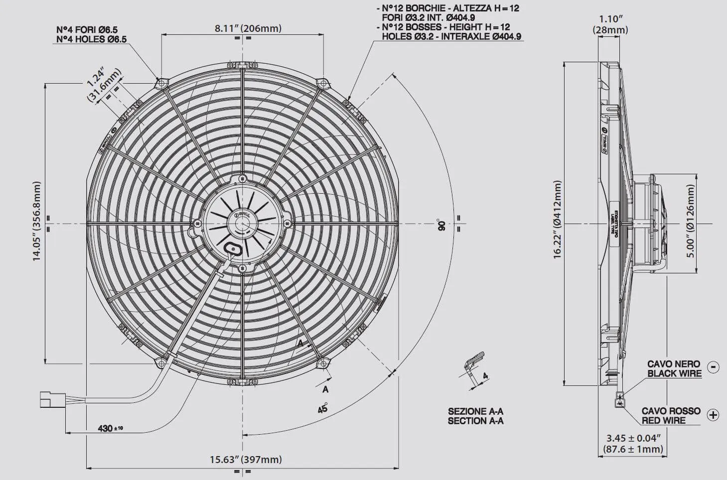 SPAL Electric Radiator Fan (16" - Pusher Style - High Performance - 1959 CFM) 30102048