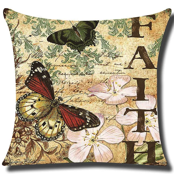 Square Cloth Pillow Covers with Butterfly Images