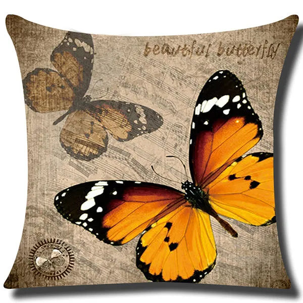 Square Cloth Pillow Covers with Butterfly Images