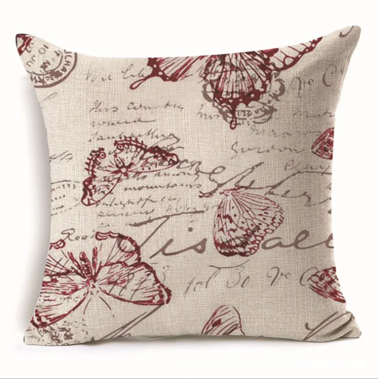 Square Cloth Pillow Covers with Butterfly Images