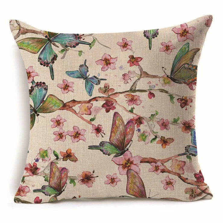 Square Cloth Pillow Covers with Butterfly Images