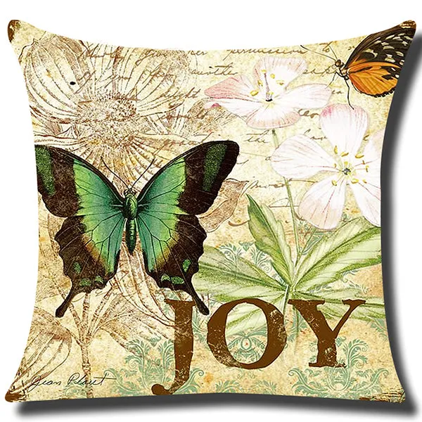 Square Cloth Pillow Covers with Butterfly Images