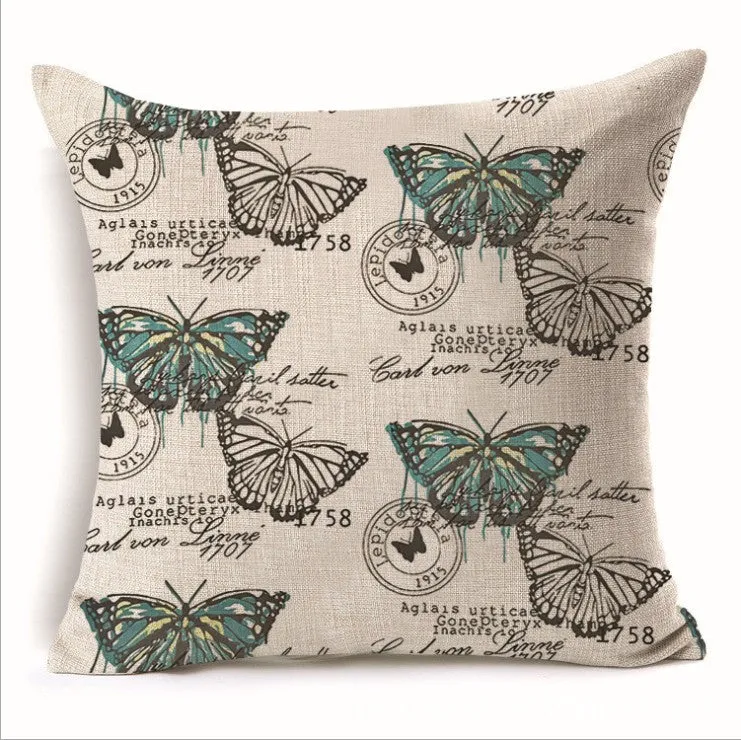 Square Cloth Pillow Covers with Butterfly Images