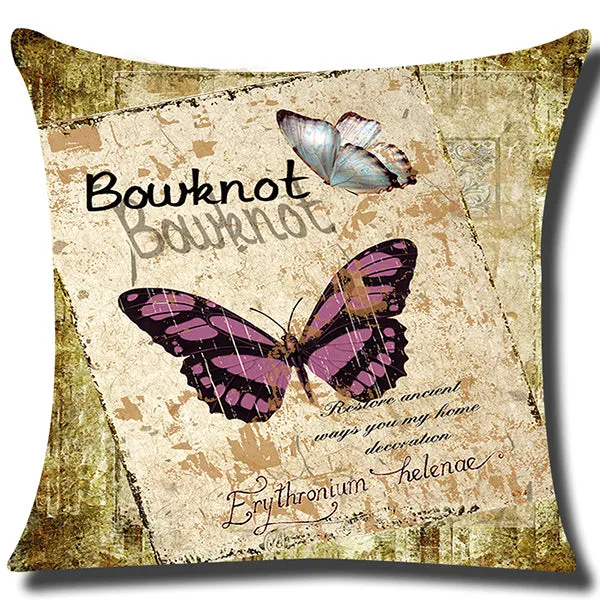 Square Cloth Pillow Covers with Butterfly Images