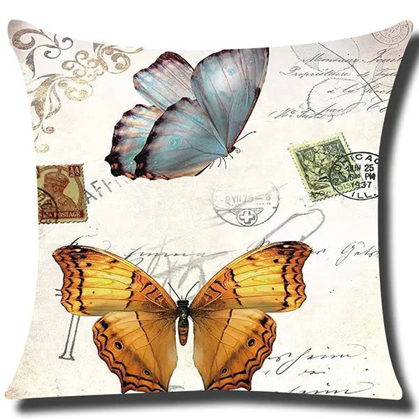 Square Cloth Pillow Covers with Butterfly Images