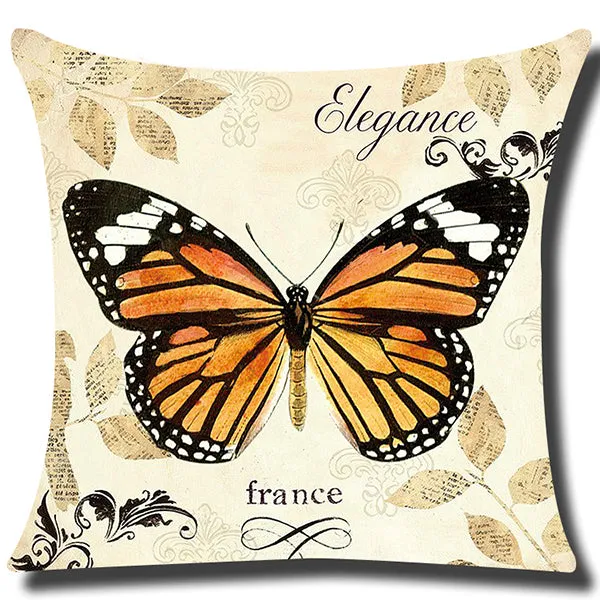 Square Cloth Pillow Covers with Butterfly Images