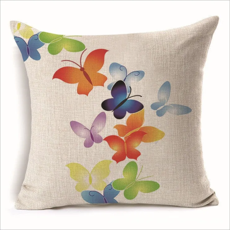 Square Cloth Pillow Covers with Butterfly Images