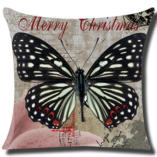 Square Cloth Pillow Covers with Butterfly Images