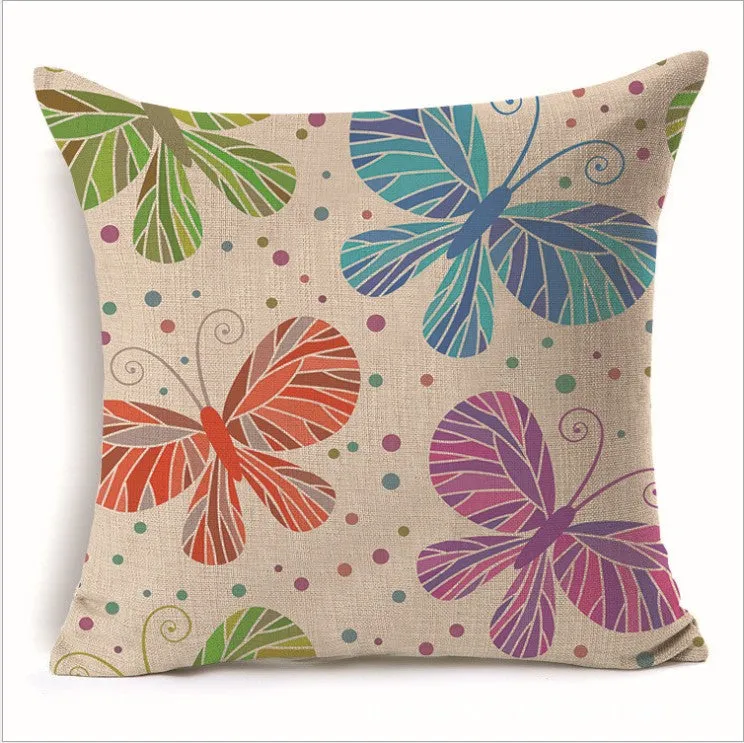 Square Cloth Pillow Covers with Butterfly Images