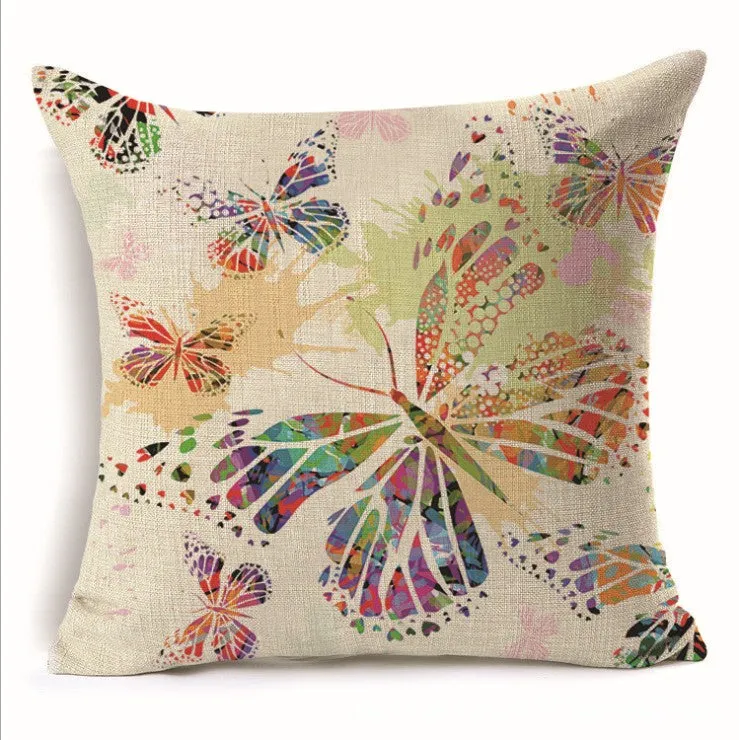 Square Cloth Pillow Covers with Butterfly Images