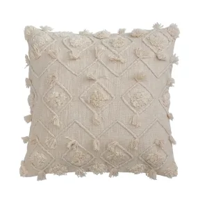 Square Cotton Pillow with Diamond Embroidery