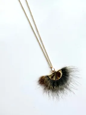 Squirrel Gold Fan Necklace 18"