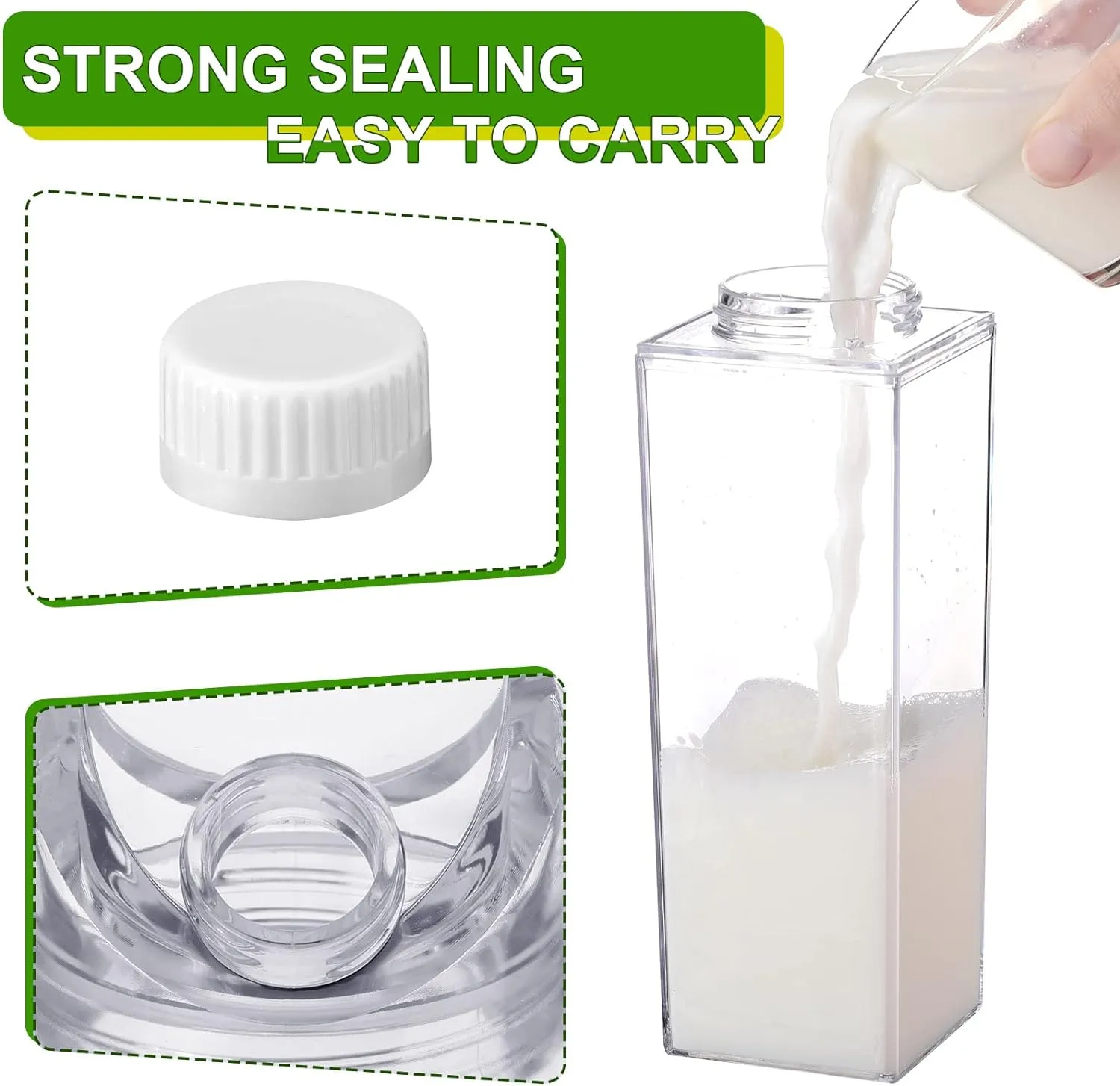 Stylish Reusable Square Portable Transparent Milk Container Hy-264