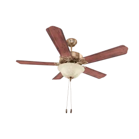 Subaris Solo Glass Shade & Wooden Finish Aluminium Blade Underlight Ceiling Fan