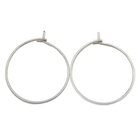 Surgical Stainless Steel Earring Hoop Wine Glass Charm Bead Holder Ring Ear Wire Silver Tone 21 Gauge Engagement Bridal Wedding Party Decor