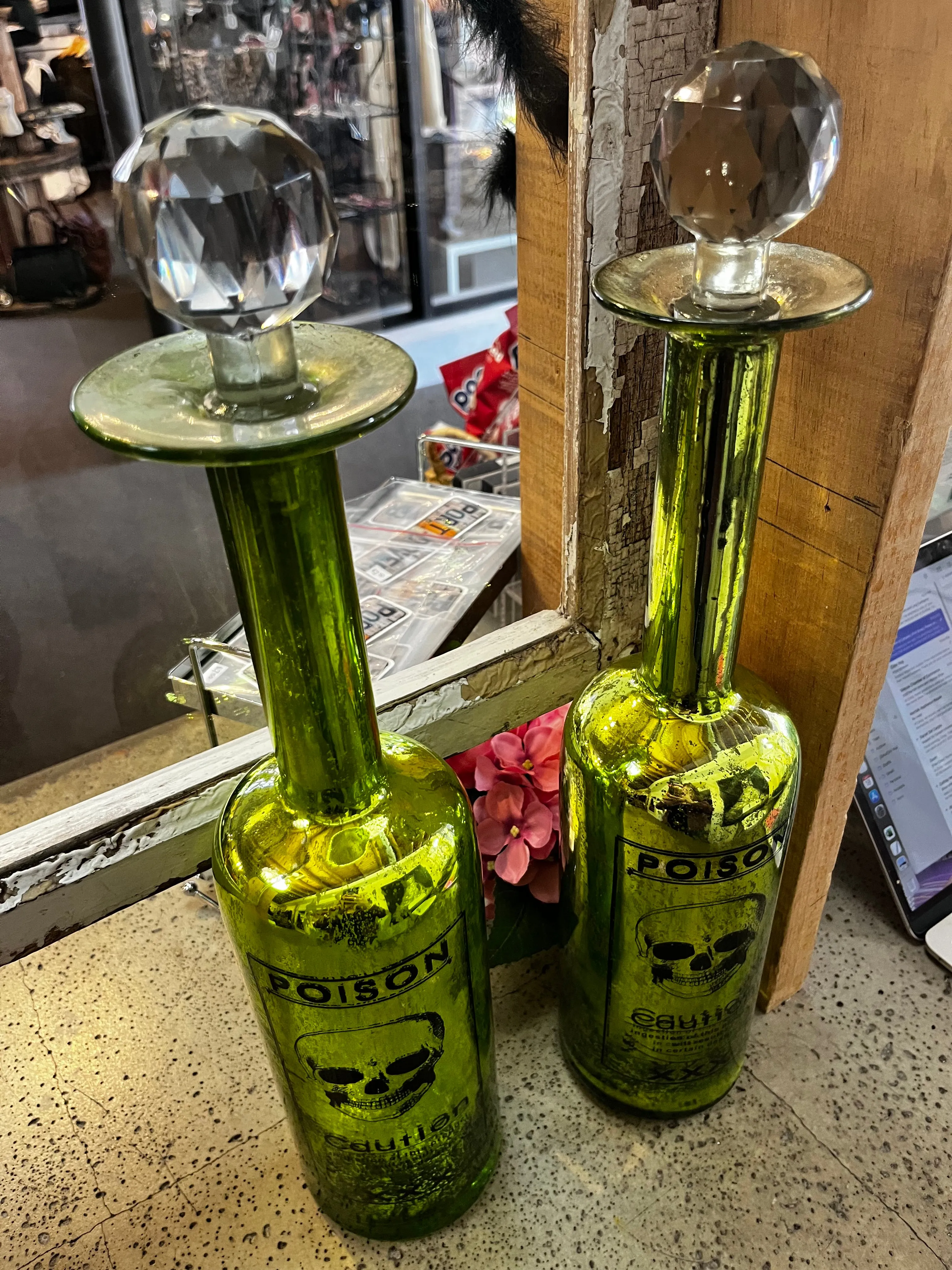 Tall "Poison" Decorative Glass Bottle (2 Available)