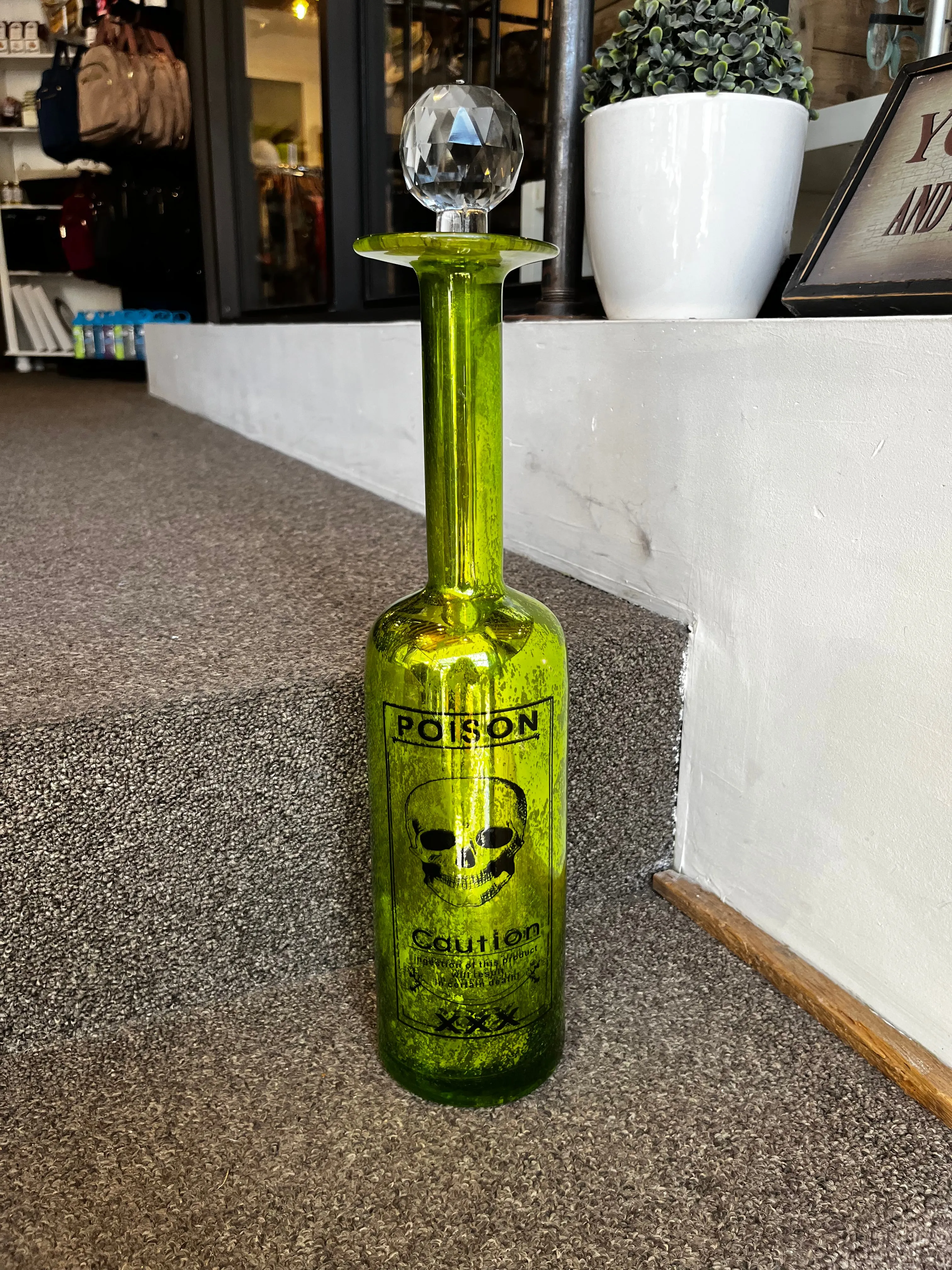 Tall "Poison" Decorative Glass Bottle (2 Available)