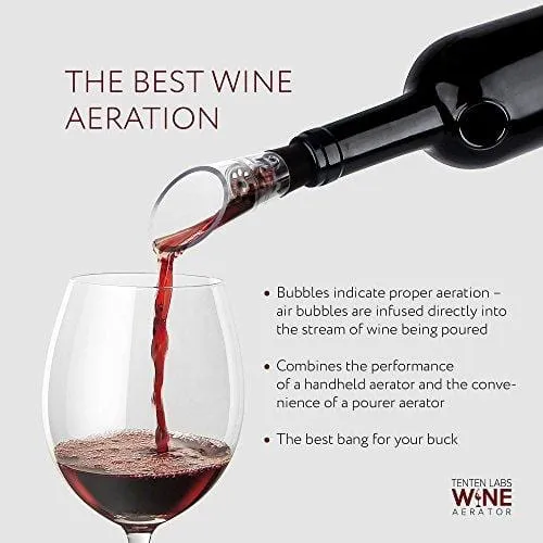 TenTen Labs Wine Aerator Pourer (2-pack) - Decanter Premium Aerating Spout - Gift Box Included