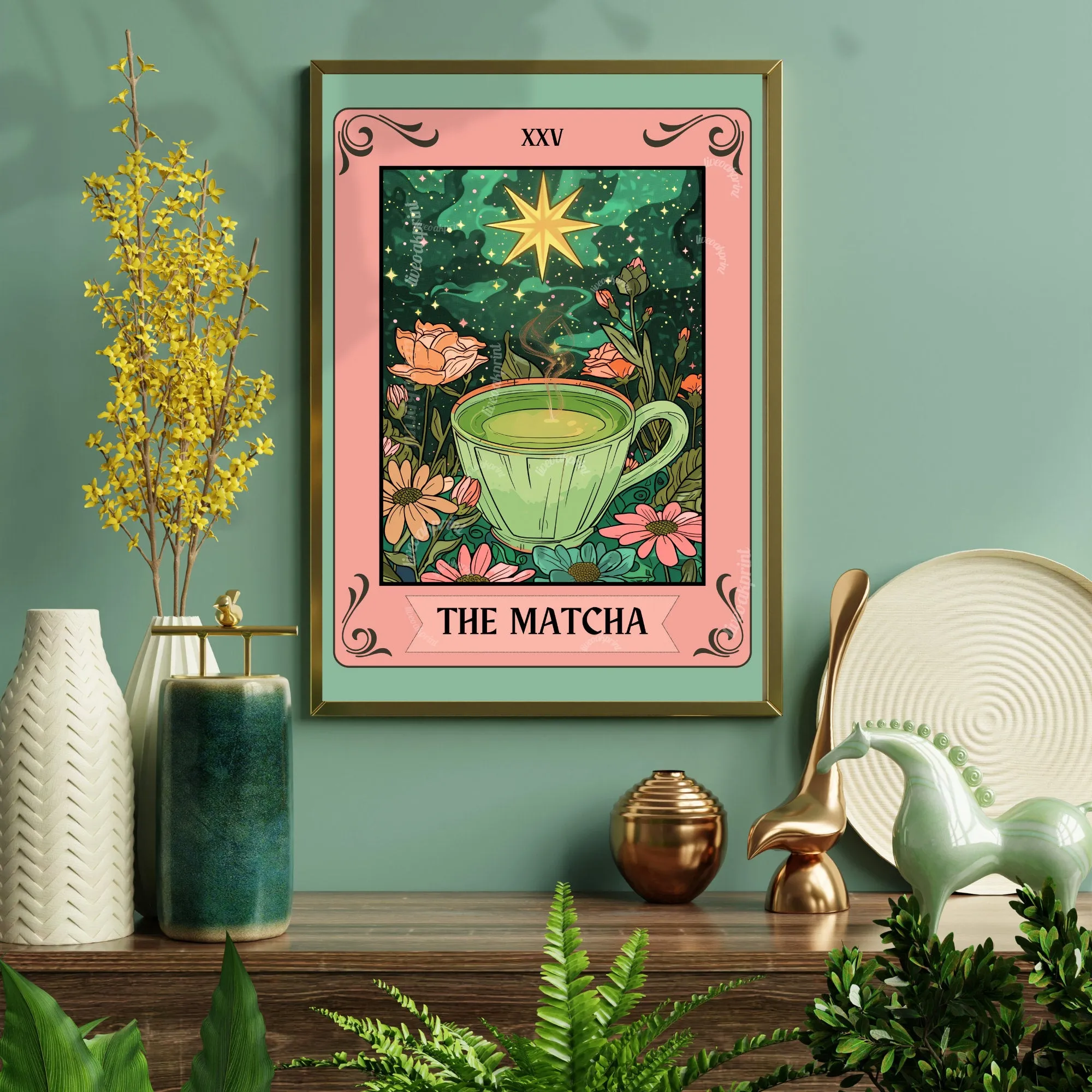 The Matcha Tarot Print - Matcha Print - Matcha Wall Art - Matcha Kitchen Art - Coffee Bar Decor - Matcha Green Tea Art Print