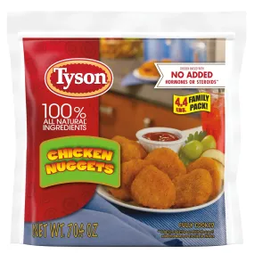 Tyson All Natural Fully Cooked Chicken Nuggets, 4.4 lb Bag (Frozen)