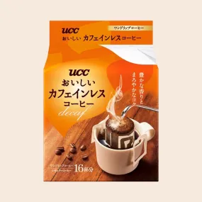 UCC Drip Coffee Delicious Decaf Single Serve - 16 Bags - Non-Caffeine Caffeineless