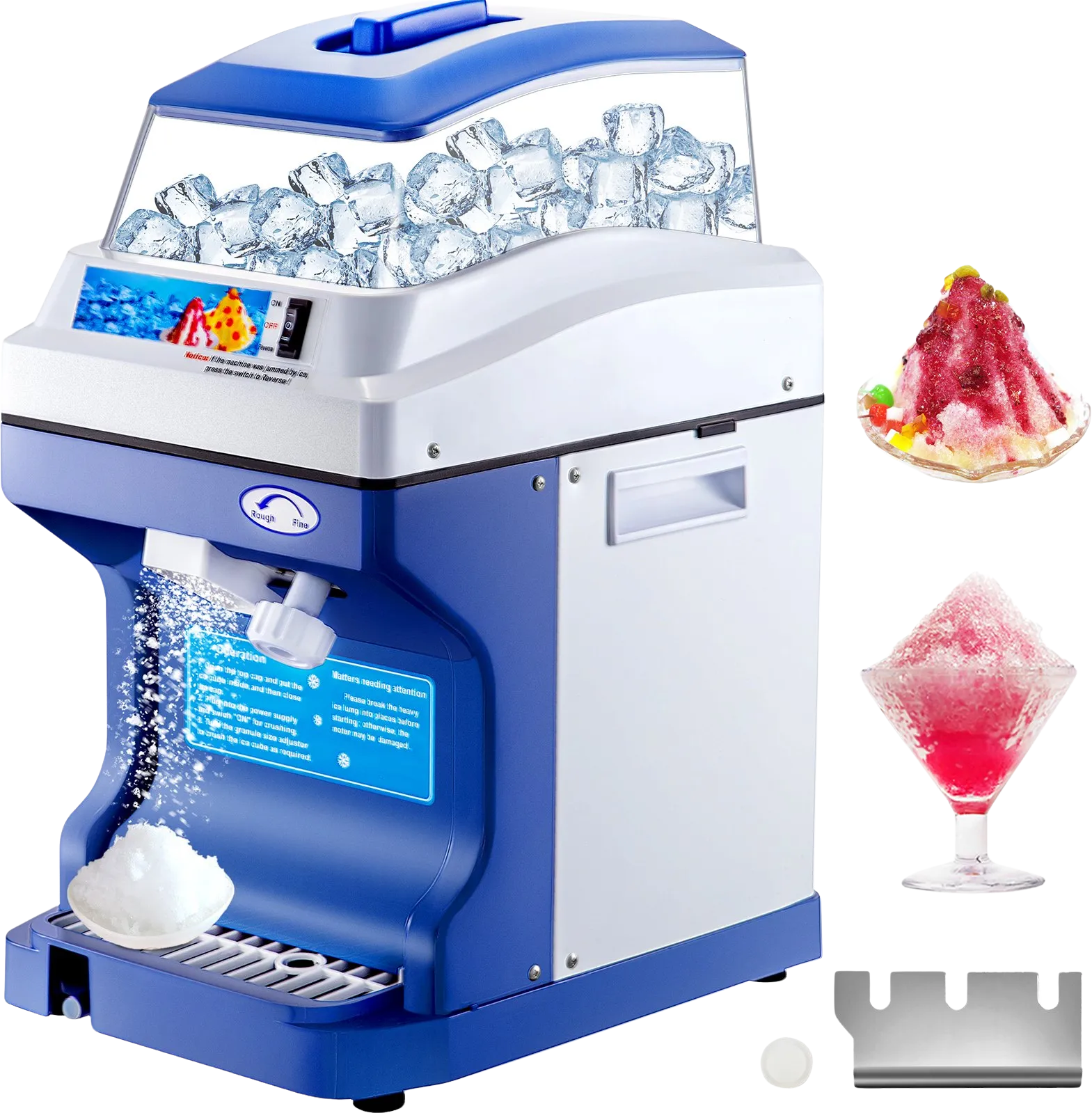 Vevor Ice Shaver Commercial Snow Cone Maker 441 lbs/H with 11 lbs Hopper 110V 320 RPM New