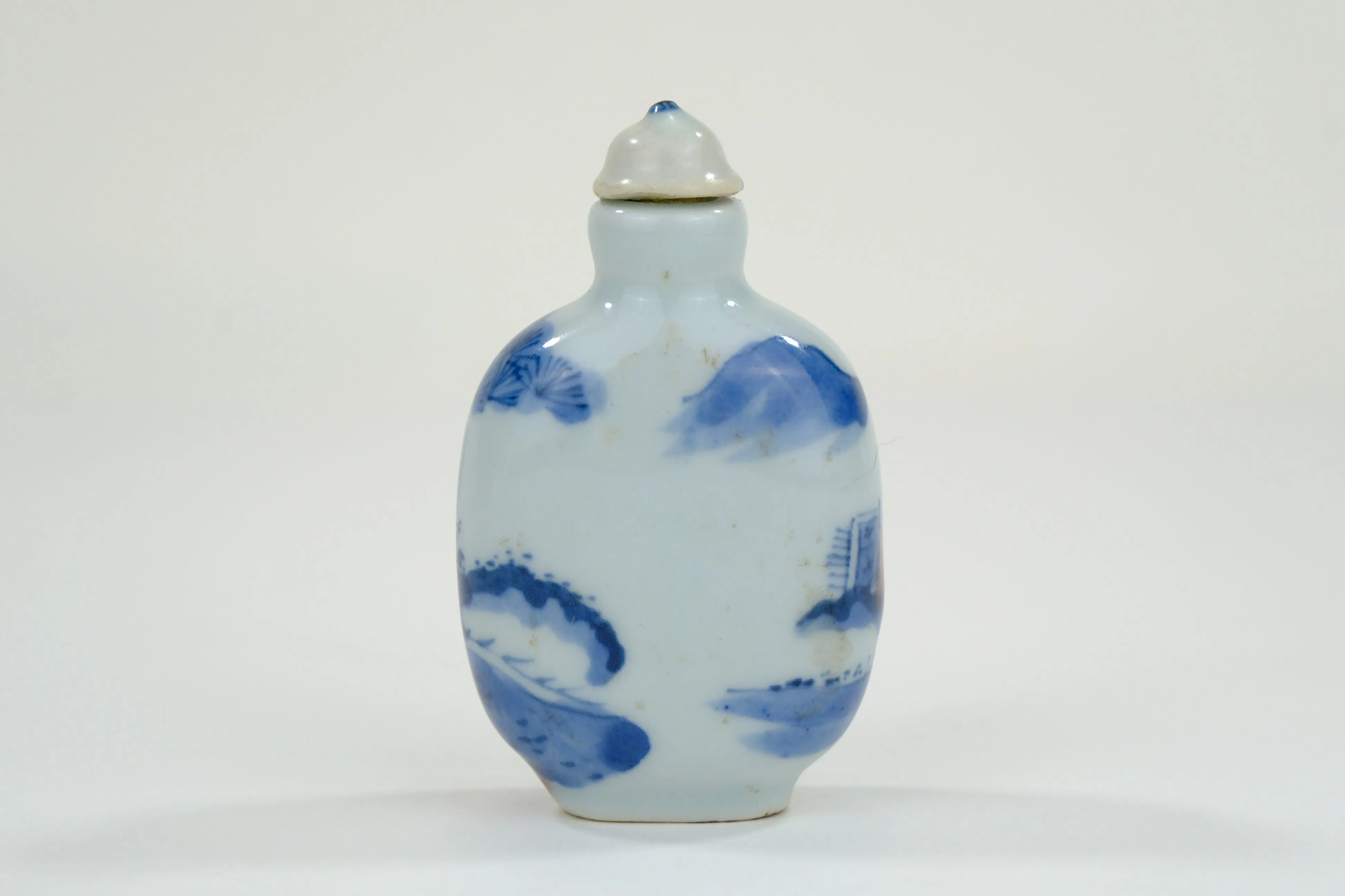 Vintage Chinese Porcelain Blue & White Snuff Bottle 3"