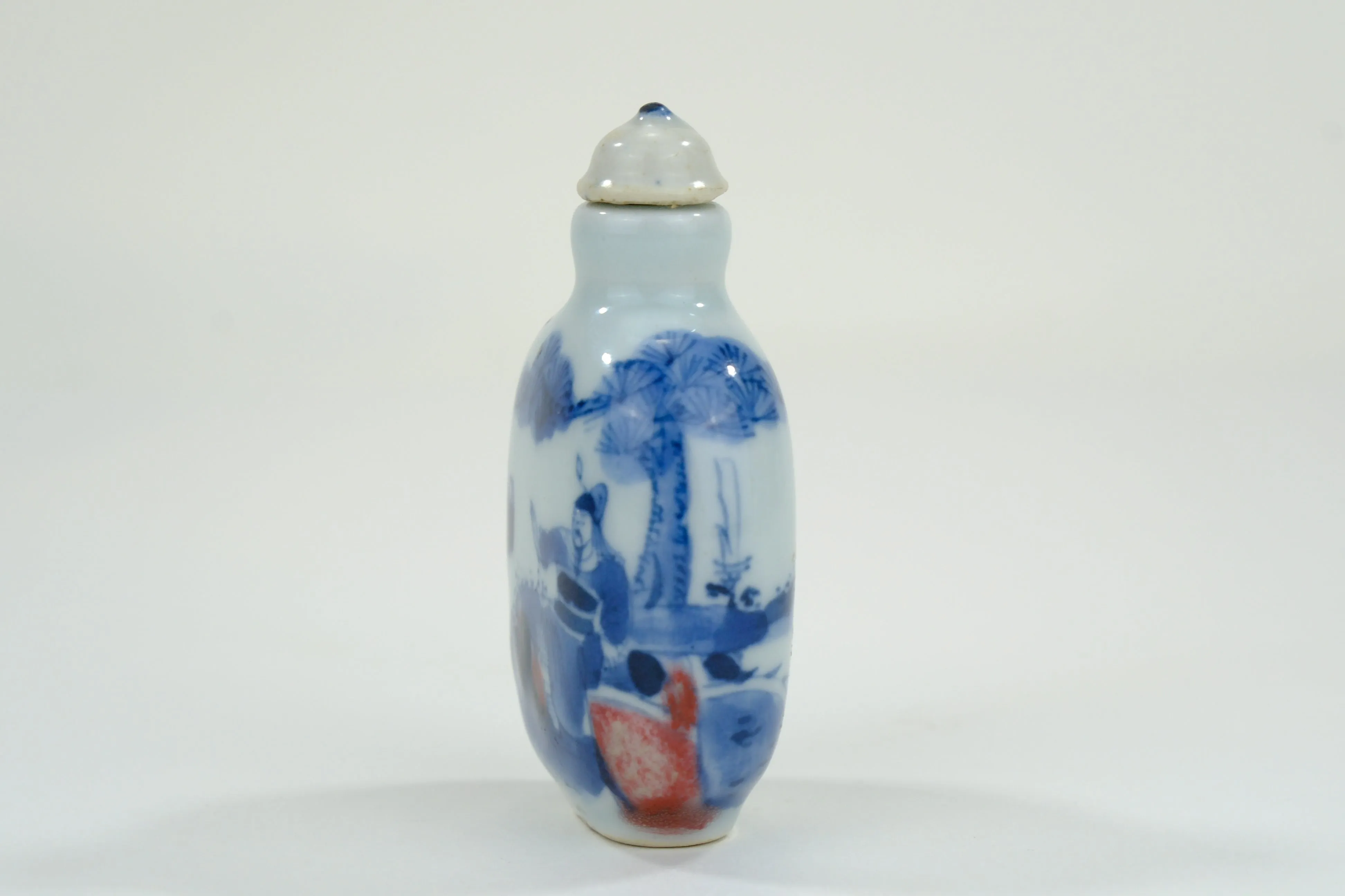 Vintage Chinese Porcelain Blue & White Snuff Bottle 3"