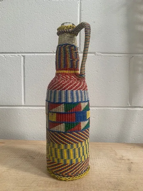 Vintage Plastic Woven  Beer Bottle  #4631  Byron