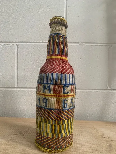 Vintage Plastic Woven  Beer Bottle  #4631  Byron