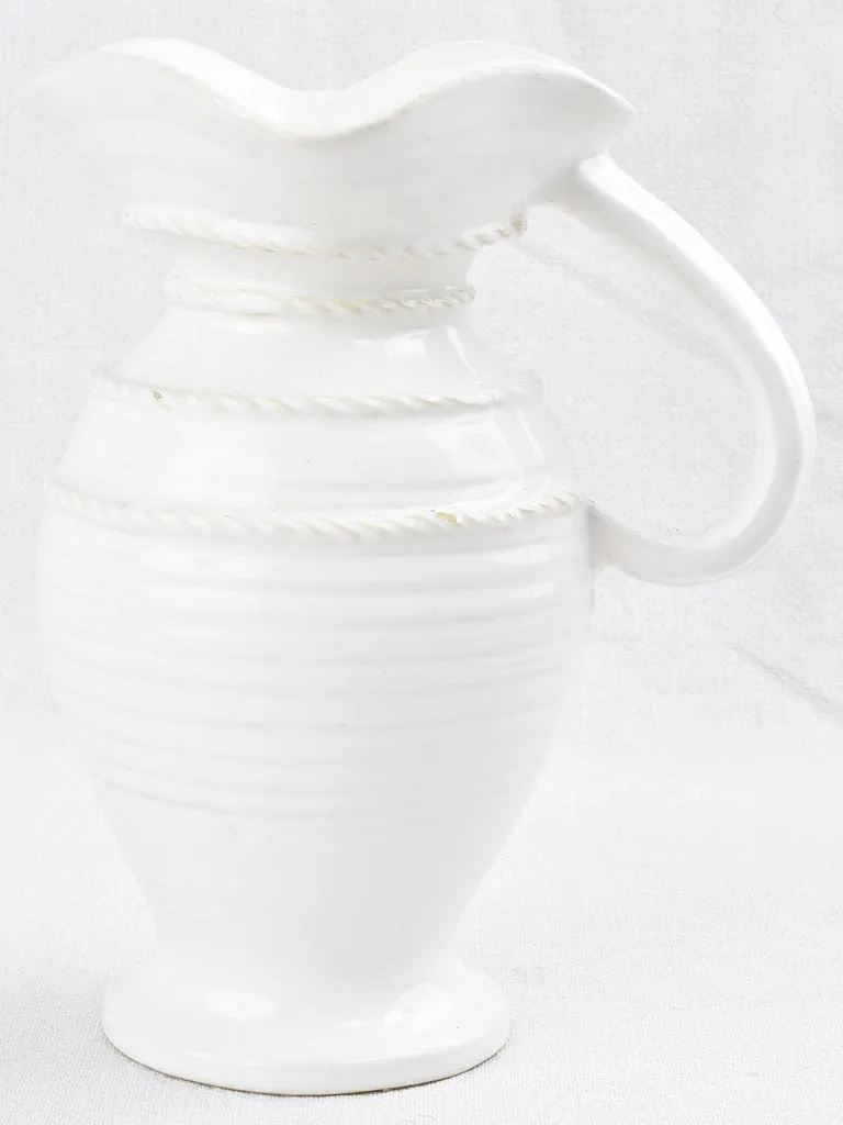 Vintage white glazed ceramic pitcher / carafe - Emile Tessier